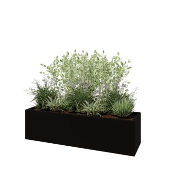Stakloplastična tegla za cvijeće - Pravougaonik - 150 x 40 x 40 cm - RAL9005 mat (crna) - S dnom