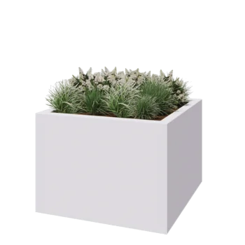 Stakloplastična tegla za cvijeće - Kvadrat - 140 x 140 x 100 cm - RAL9010 mat (bijela) - S dnom