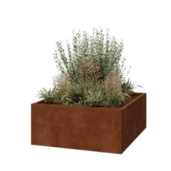 Corten čelik tegla za cvijeće - Kvadrat - 140 x 140 x 60 cm - Zavareno - S donjom pločom