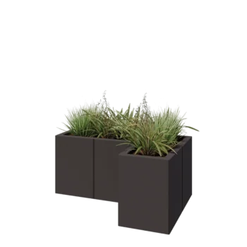 Čelična tegla za cvijeće - L-oblik - 90 x 60 x 40 cm - RAL7016 mat (antracit siva) - Bez donje ploče
