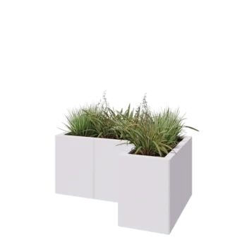 Čelična tegla za cvijeće - L-oblik - 90 x 60 x 40 cm - RAL9010 mat (bijela) - S donjom pločom
