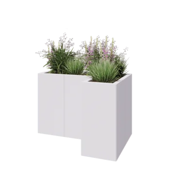Čelična tegla za cvijeće - L-oblik - 90 x 60 x 60 cm - RAL9010 mat (bijela) - S donjom pločom