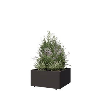Čelična tegla za cvijeće - Kvadrat - 60 x 60 x 30 cm - Druga RAL boja - S donjom pločom - S nogama