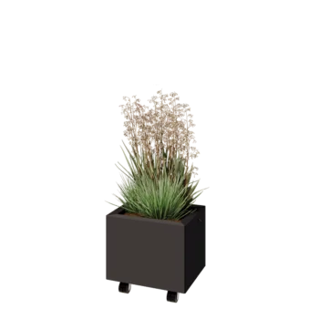 Čelična tegla za cvijeće - Pravokutnik - 40 x 30 x 30 cm - RAL7016 mat (antracit siva) - S donjom pločom - S kotačima