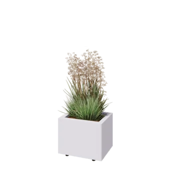 Čelična tegla za cvijeće - Pravokutnik - 40 x 30 x 30 cm - RAL9010 mat (bijela) - S donjom pločom - S nogama