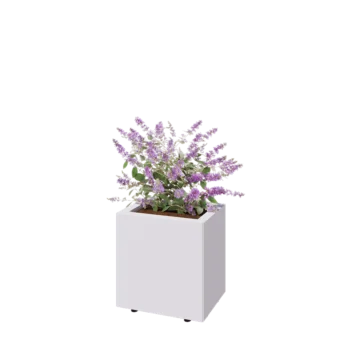 Čelična tegla za cvijeće - Pravokutnik - 40 x 30 x 40 cm - RAL9010 mat (bijela) - S donjom pločom - S nogama