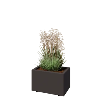 Čelična tegla za cvijeće - Pravokutnik - 50 x 30 x 30 cm - Druga RAL boja - S donjom pločom - S nogama