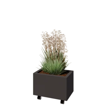 Čelična tegla za cvijeće - Pravokutnik - 50 x 30 x 30 cm - Druga RAL boja - S donjom pločom - S kotačima