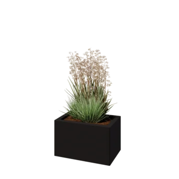 Čelična tegla za cvijeće - Pravokutnik - 50 x 30 x 30 cm - RAL9005 mat (crna) - Bez donje ploče