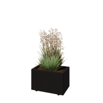 Čelična tegla za cvijeće - Pravokutnik - 50 x 30 x 30 cm - RAL9005 mat (crna) - S donjom pločom - S nogama