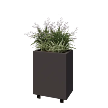 Čelična tegla za cvijeće - Pravokutnik - 50 x 30 x 60 cm - Druga RAL boja - S donjom pločom - S kotačima