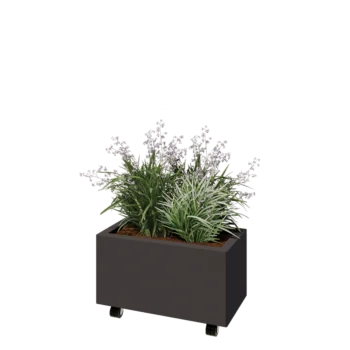Čelična tegla za cvijeće - Pravokutnik - 60 x 30 x 30 cm - RAL7016 mat (antracit siva) - S donjom pločom - S kotačima