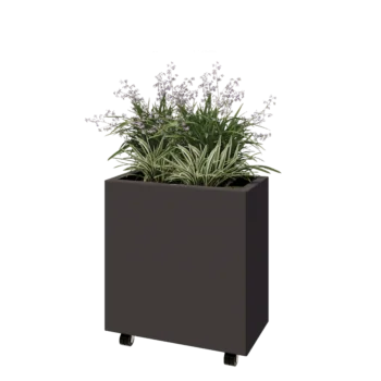Čelična tegla za cvijeće - Pravokutnik - 60 x 30 x 60 cm - RAL7016 mat (antracit siva) - S donjom pločom - S kotačima