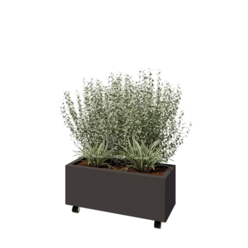 Čelična tegla za cvijeće - Pravokutnik - 80 x 30 x 30 cm - Druga RAL boja - S donjom pločom - S kotačima