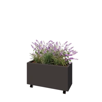 Čelična tegla za cvijeće - Pravokutnik - 80 x 30 x 40 cm - Druga RAL boja - S donjom pločom - S kotačima