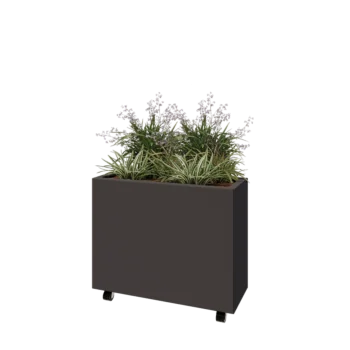 Čelična tegla za cvijeće - Pravokutnik - 80 x 30 x 60 cm - Druga RAL boja - S donjom pločom - S kotačima