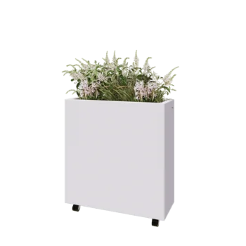 Čelična tegla za cvijeće - Pravokutnik - 80 x 30 x 80 cm - RAL9010 mat (bijela) - S donjom pločom - S kotačima