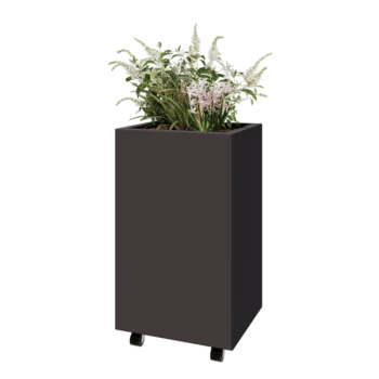 Čelična tegla za cvijeće - Pravokutnik - 50 x 40 x 80 cm - Druga RAL boja - S donjom pločom - S kotačima