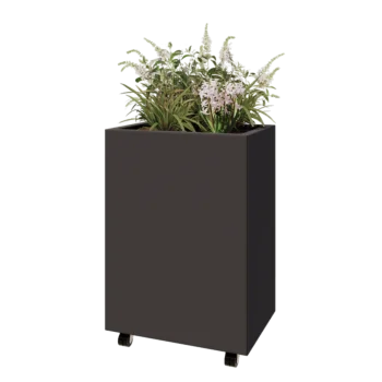 Čelična tegla za cvijeće - Pravokutnik - 60 x 40 x 80 cm - Druga RAL boja - S donjom pločom - S kotačima