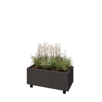 Čelična tegla za cvijeće - Pravokutnik - 80 x 40 x 30 cm - Druga RAL boja - S donjom pločom - S kotačima