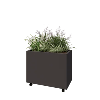 Čelična tegla za cvijeće - Pravokutnik - 80 x 40 x 60 cm - Druga RAL boja - S donjom pločom - S kotačima