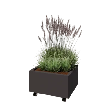 Čelična tegla za cvijeće - Pravokutnik - 60 x 50 x 30 cm - Druga RAL boja - S donjom pločom - S kotačima