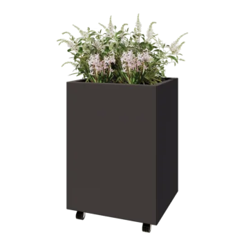 Čelična tegla za cvijeće - Pravokutnik - 60 x 50 x 80 cm - Druga RAL boja - S donjom pločom - S kotačima