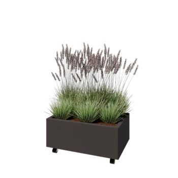 Čelična tegla za cvijeće - Pravokutnik - 80 x 50 x 30 cm - Druga RAL boja - S donjom pločom - S kotačima
