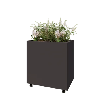 Čelična tegla za cvijeće - Pravokutnik - 80 x 50 x 80 cm - Druga RAL boja - S donjom pločom - S kotačima