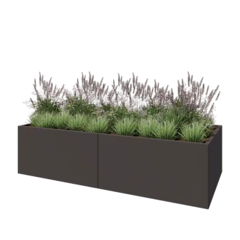 Čelična tegla za cvijeće XXL - Pravokutnik - 240 x 100 x 60 cm - Druga RAL boja - S donjom pločom