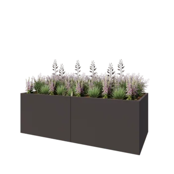 Čelična tegla za cvijeće XXL - Pravokutnik - 240 x 100 x 80 cm - RAL7016 mat (antracit siva) - S donjom pločom