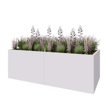 Čelična tegla za cvijeće XXL - Pravokutnik - 240 x 100 x 80 cm - RAL9010 mat (bijela) - S donjom pločom