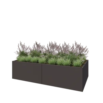 Čelična tegla za cvijeće XXL - Pravokutnik - 240 x 120 x 60 cm - RAL7016 mat (antracit siva) - S donjom pločom