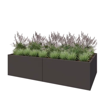 Čelična tegla za cvijeće XXL - Pravokutnik - 240 x 120 x 60 cm - Druga RAL boja - Bez donje ploče