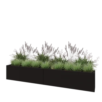Čelična tegla za cvijeće XXL - Pravokutnik - 240 x 30 x 40 cm - RAL9005 mat (crna) - S donjom pločom