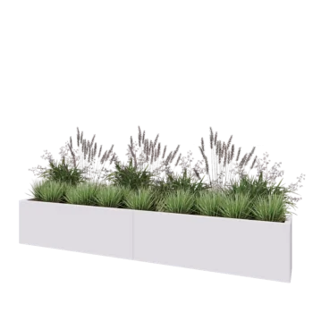 Čelična tegla za cvijeće XXL - Pravokutnik - 240 x 30 x 40 cm - RAL9010 mat (bijela) - S donjom pločom