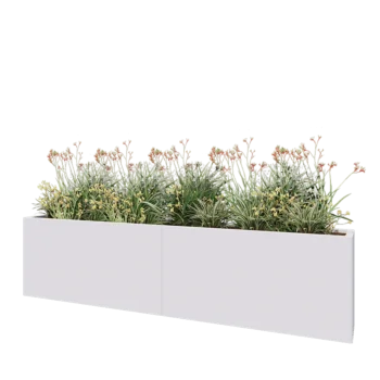 Čelična tegla za cvijeće XXL - Pravokutnik - 240 x 30 x 60 cm - RAL9010 mat (bijela) - S donjom pločom