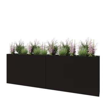 Čelična tegla za cvijeće XXL - Pravokutnik - 240 x 30 x 80 cm - RAL9005 mat (crna) - S donjom pločom