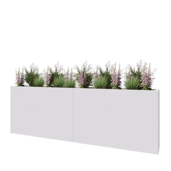 Čelična tegla za cvijeće XXL - Pravokutnik - 240 x 30 x 80 cm - RAL9010 mat (bijela) - Bez donje ploče