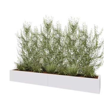 Čelična tegla za cvijeće XXL - Pravokutnik - 240 x 40 x 30 cm - RAL9010 mat (bijela) - S donjom pločom