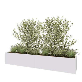 Čelična tegla za cvijeće XXL - Pravokutnik - 240 x 40 x 40 cm - RAL9010 mat (bijela) - S donjom pločom