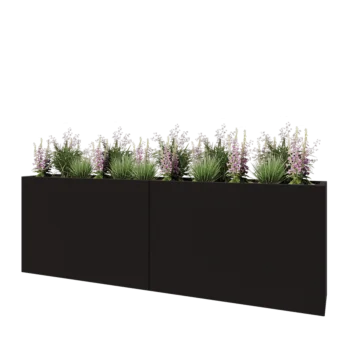 Čelična tegla za cvijeće XXL - Pravokutnik - 240 x 40 x 80 cm - RAL9005 mat (crna) - S donjom pločom