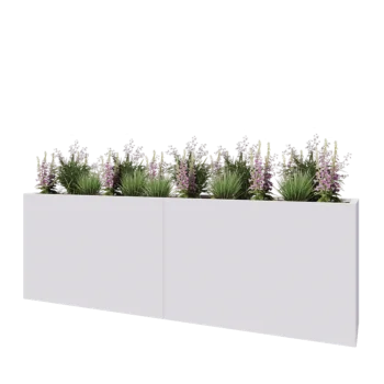 Čelična tegla za cvijeće XXL - Pravokutnik - 240 x 40 x 80 cm - RAL9010 mat (bijela) - S donjom pločom