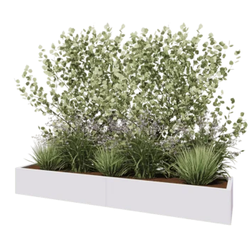 Čelična tegla za cvijeće XXL - Pravokutnik - 240 x 50 x 30 cm - RAL9010 mat (bijela) - S donjom pločom
