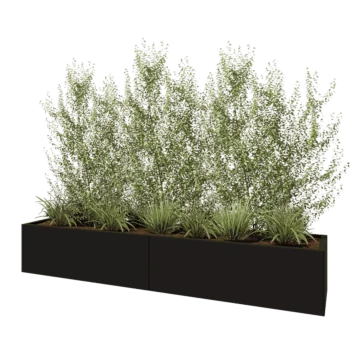Čelična tegla za cvijeće XXL - Pravokutnik - 240 x 50 x 40 cm - RAL9005 mat (crna) - S donjom pločom