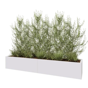 Čelična tegla za cvijeće XXL - Pravokutnik - 240 x 50 x 40 cm - RAL9010 mat (bijela) - S donjom pločom