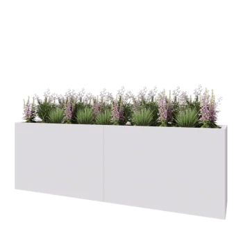 Čelična tegla za cvijeće XXL - Pravokutnik - 240 x 50 x 80 cm - RAL9010 mat (bijela) - S donjom pločom