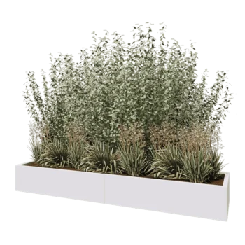 Čelična tegla za cvijeće XXL - Pravokutnik - 240 x 60 x 30 cm - RAL9010 mat (bijela) - S donjom pločom