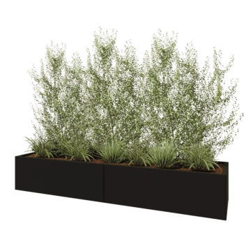Čelična tegla za cvijeće XXL - Pravokutnik - 240 x 60 x 40 cm - RAL9005 mat (crna) - S donjom pločom