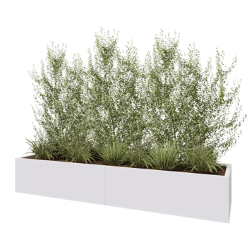 Čelična tegla za cvijeće XXL - Pravokutnik - 240 x 60 x 40 cm - RAL9010 mat (bijela) - S donjom pločom